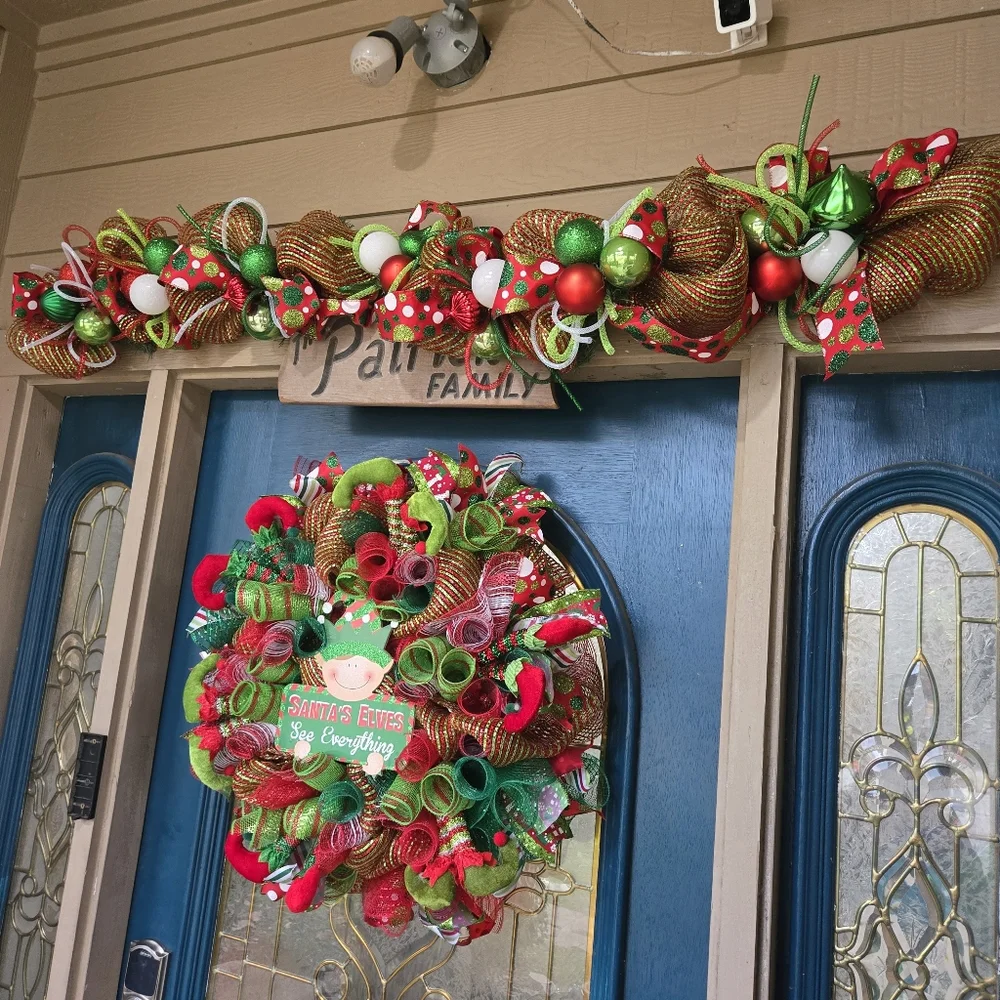 Santa's Elves See Everything Christmas Wreath and Garland Bundle